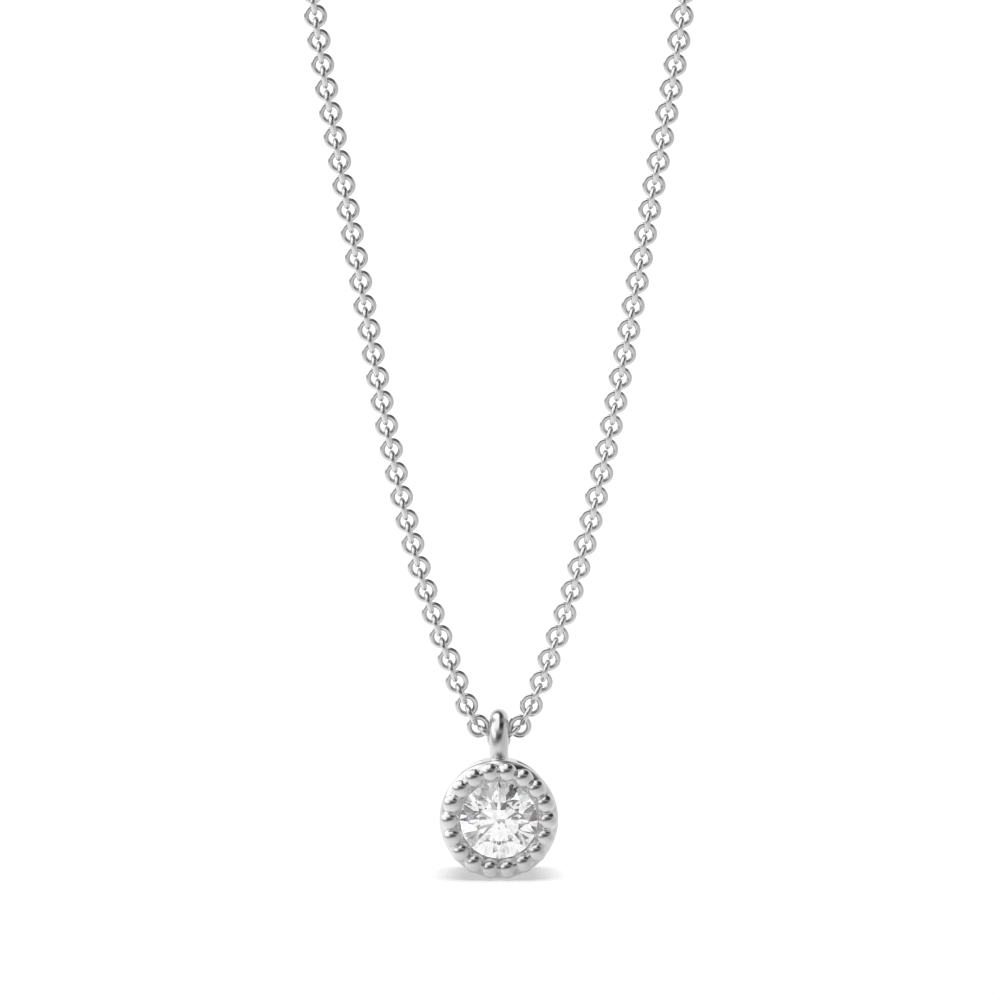 Bezel Setting Round Diamond Vintage Style Solitaire Pendant Necklace
