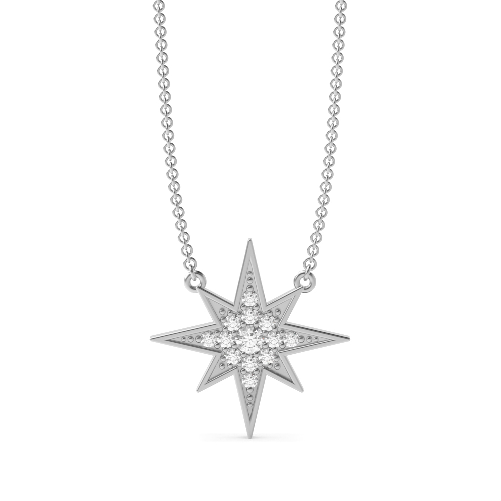 Pave Setting Shooting Star Diamond Statement Necklaces (14.00mm X 14.00mm)