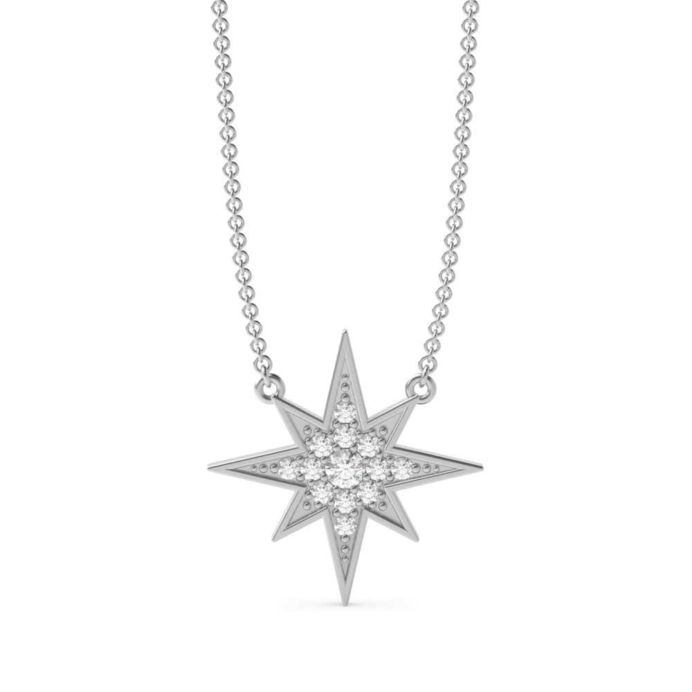 Pave Setting Shooting Star Lab Grown Diamond Statement Necklaces (14.00mm X 14.00mm)