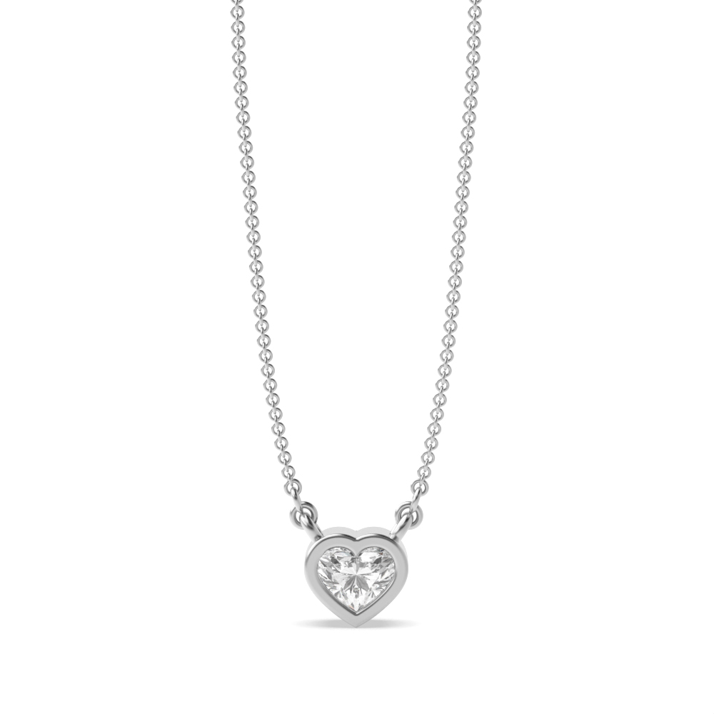 Pave Setting  Heart Cut Single diamond solitaire necklace (6.0mm X 5.70mm)