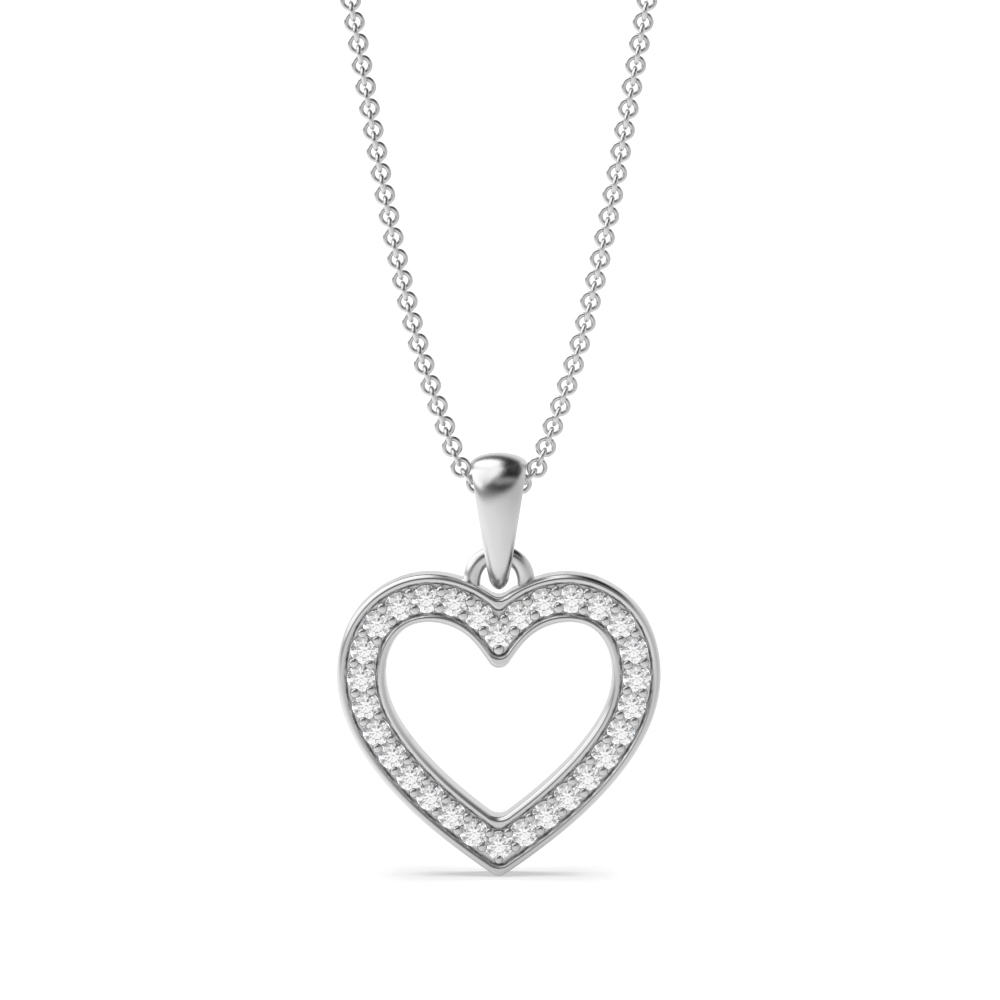 Pave Set Diamond Heart Necklace in Gold and Platinum (16.20mm X 12.50mm)