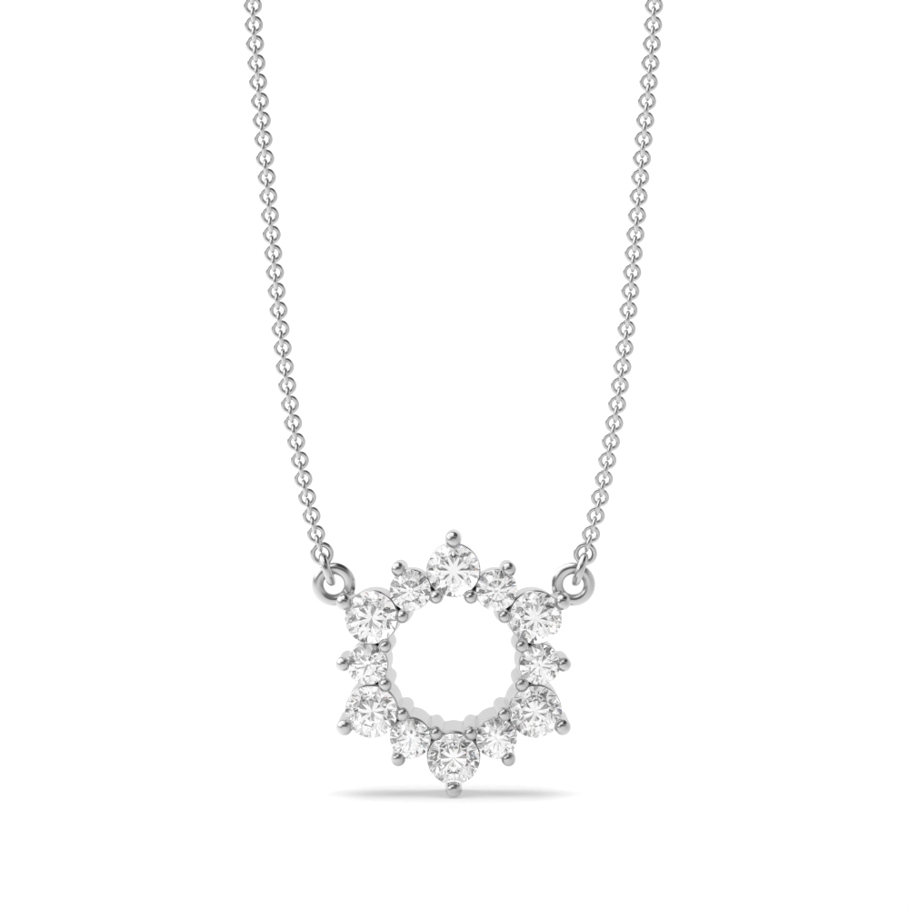 4 Prongs Firing Diamond Circle Pendant Necklace (11.50mm X 10.0mm)