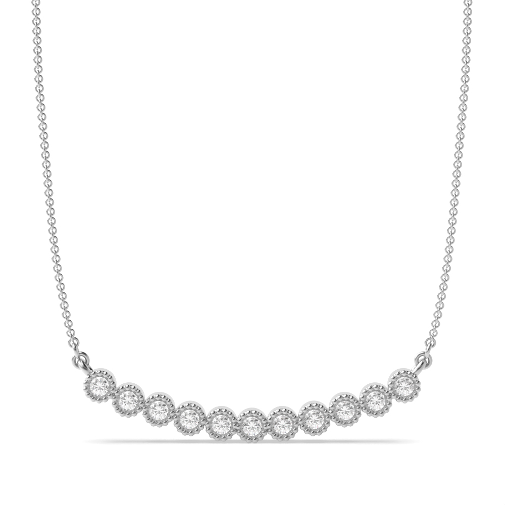 Bezel Set Miligrain Diamond Statement Necklaces for Women (7.0mm X 30.20mm)