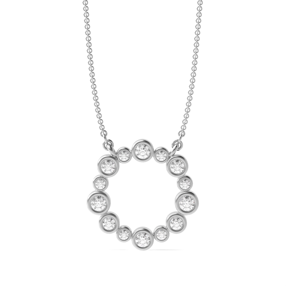 Bezel Set Beautiful Lab Grown Diamond Circle Pendant Necklace (15.20mm X 15.40mm)