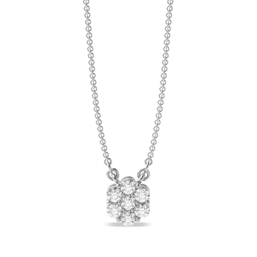 4 Prongs Diamond Cluster Necklace For Women (6.20Mm X 5.30Mm)