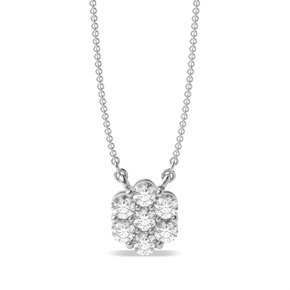4 Prongs Set Lab Grown Diamond Cluster Pendant With Chain (8.50Mm X 7.30Mm)