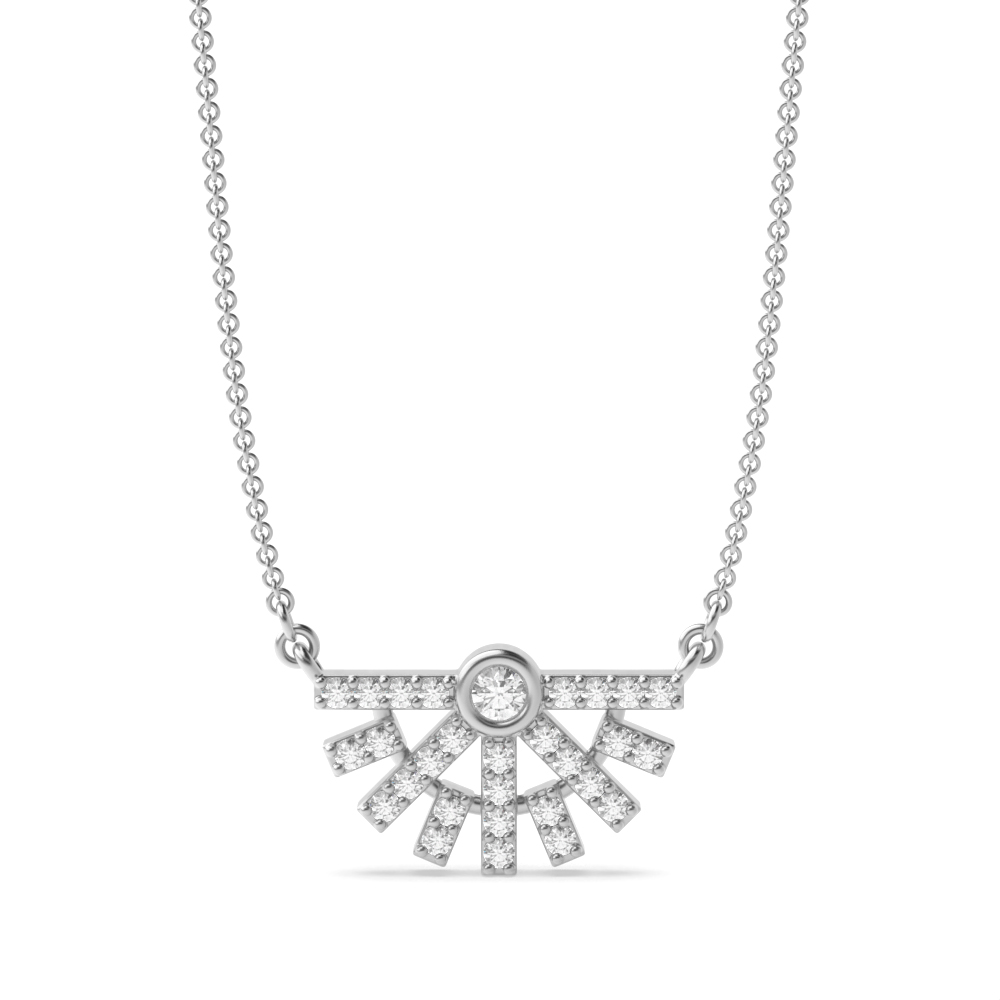 Bezel Set Unique Designer Diamond Pendant Necklace (8.0mm X 14.40mm)