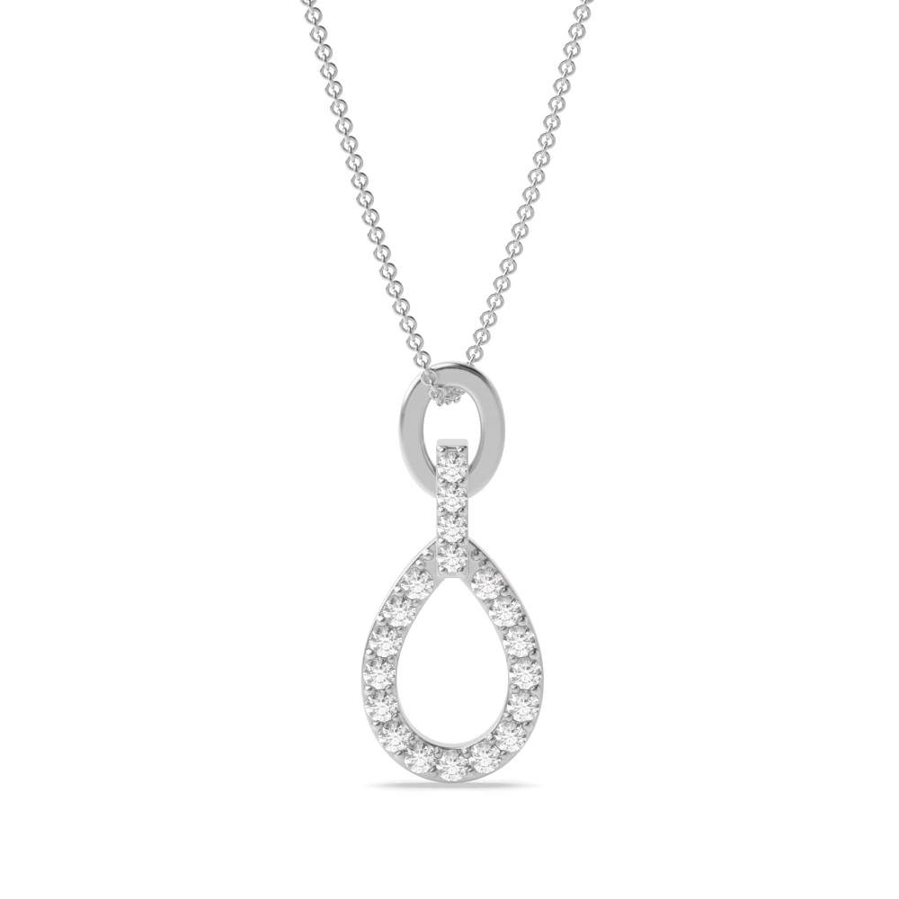 Pave Setting Designer Drop Pendant For Women (18.00Mm X 7.70Mm)