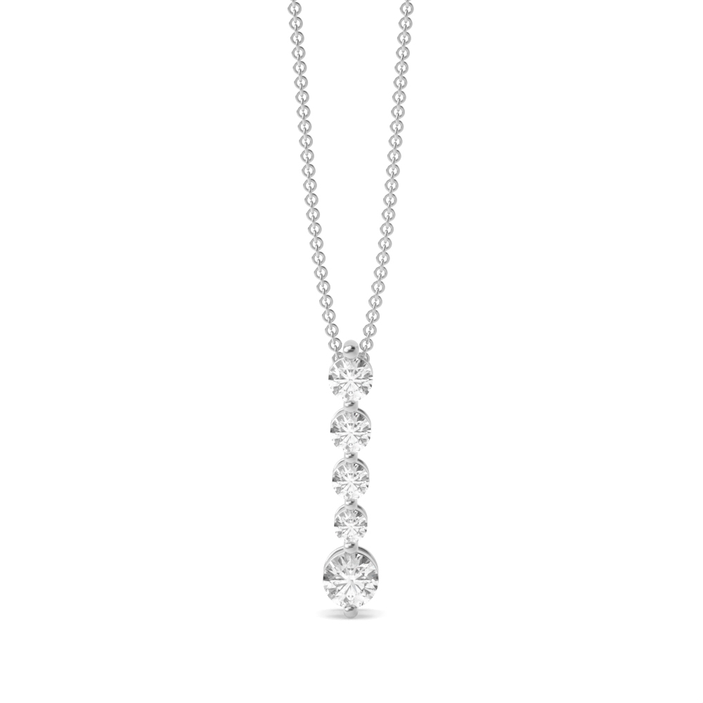 4 Prongs Journey Drop Diamond Statement Necklace (15.00mm X 3.10mm)