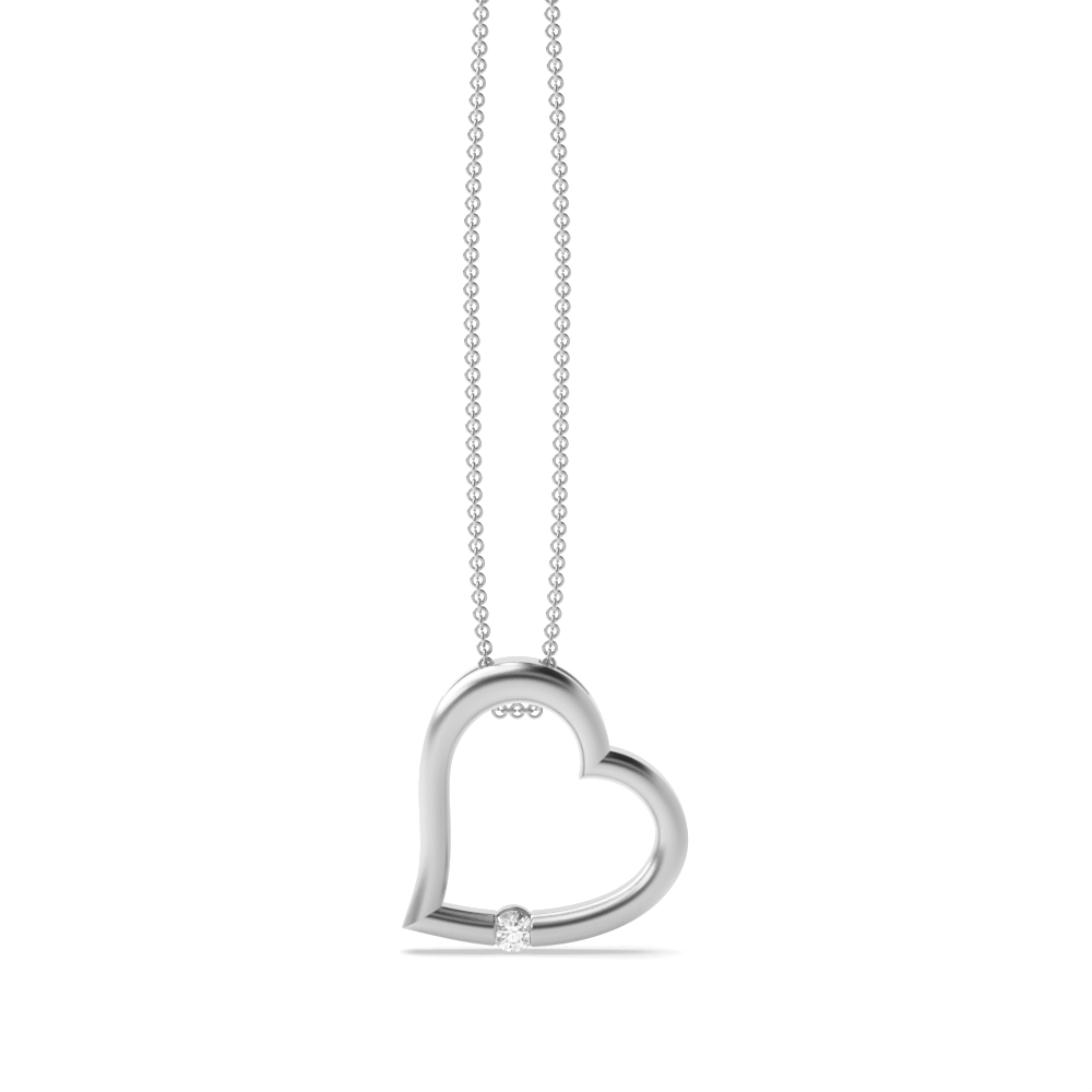 Channel Setting Diamond Heart Pendants in Gold & Platinum (13.80mm X 13.20mm)