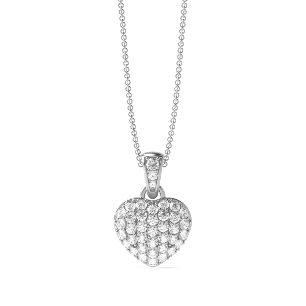 Pave Setting Solid Heart Diamond Statement Necklaces (14.50mm X 10.00mm)