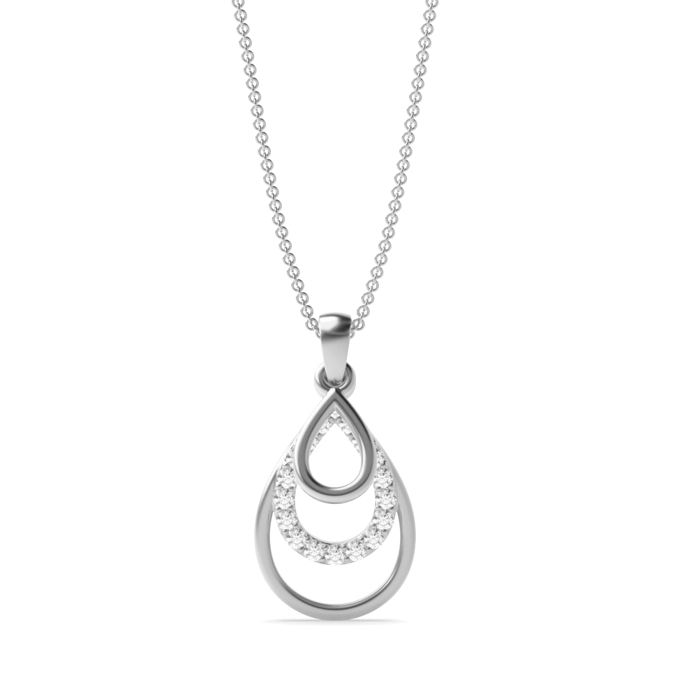 Pave Setting 3 Tear Drop Diamond Statement Necklaces (18.00mm X 9.00mm)