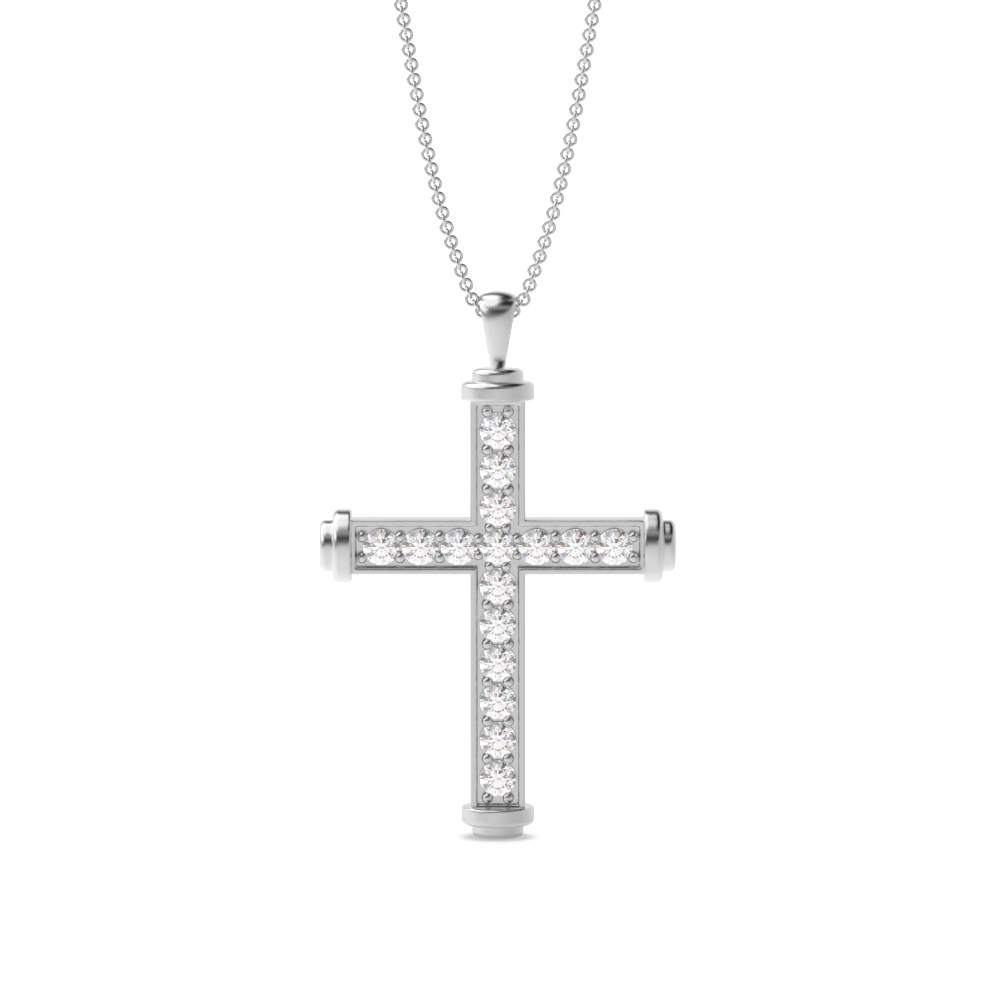 pave setting round shape Moissanite cross pendant