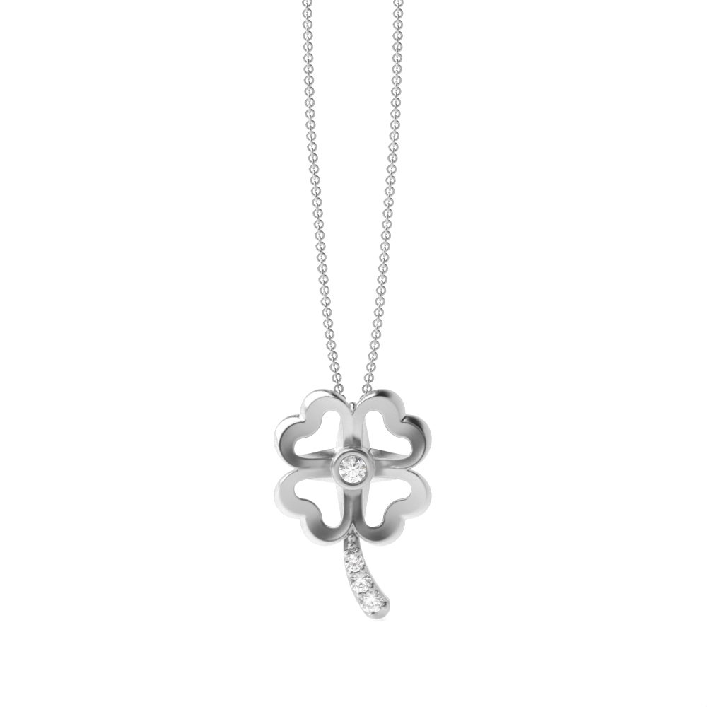 4 petals flower round diamond designer pendant