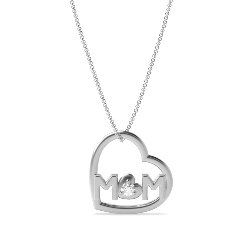 3 prong setting round shape heart design pendant