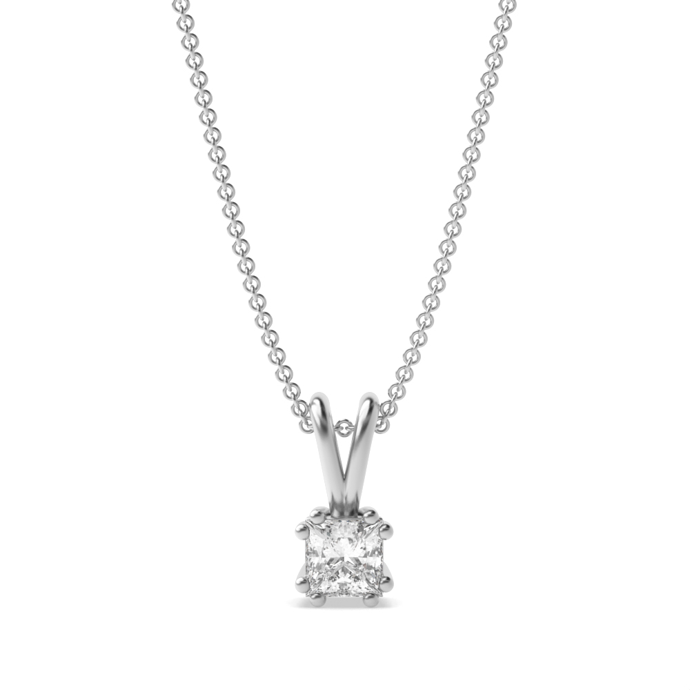 prong setting princess diamond solitaire pendant