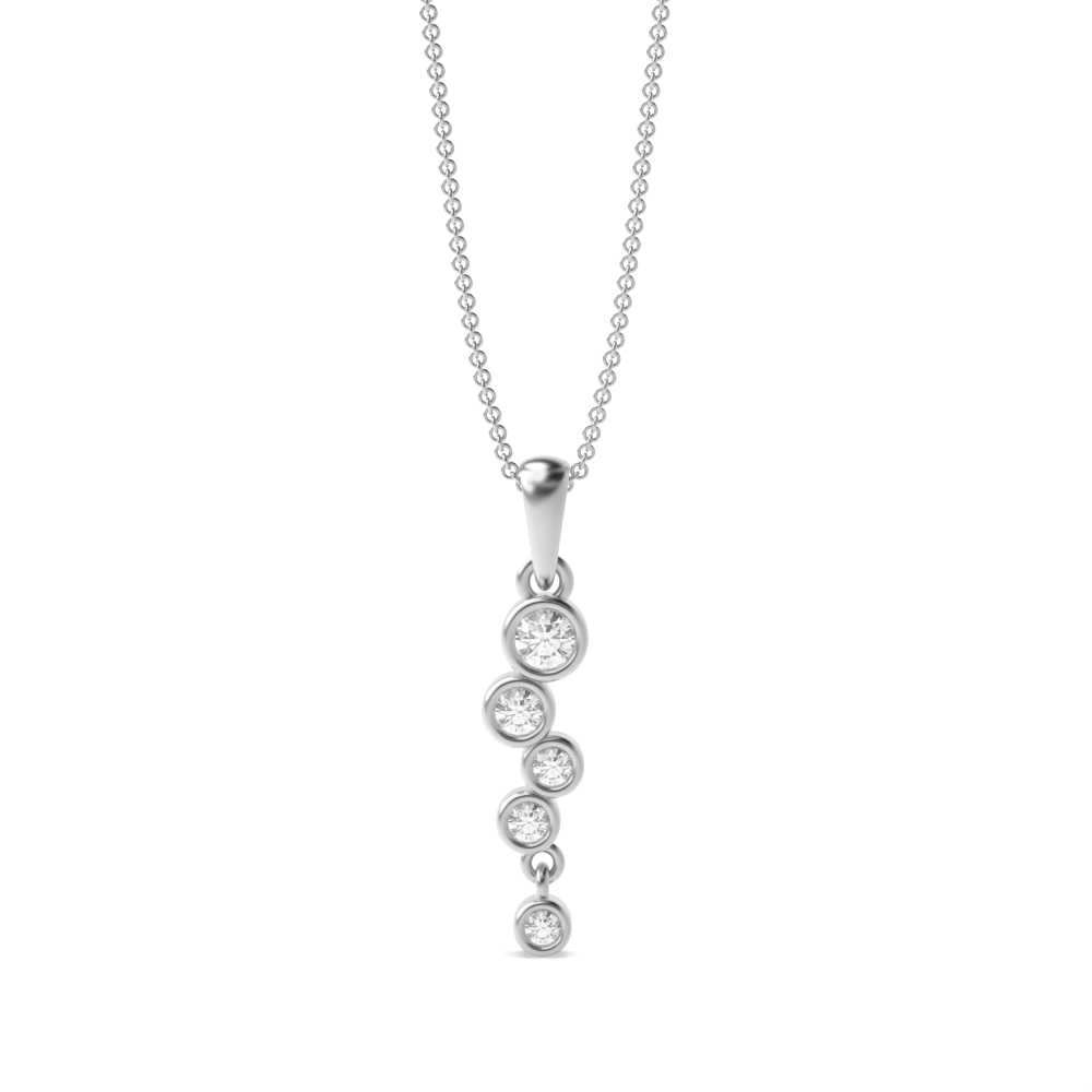 Bezel Setting Round Shape Diamond Journey Pendant London