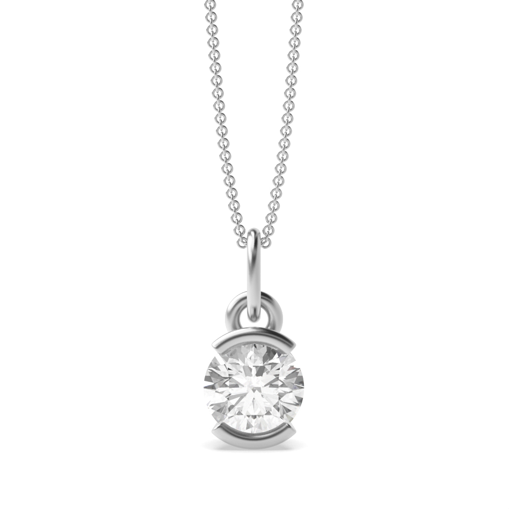 Buy Channel Setting Round Moissanite Solitaire Pendant - Abelini
