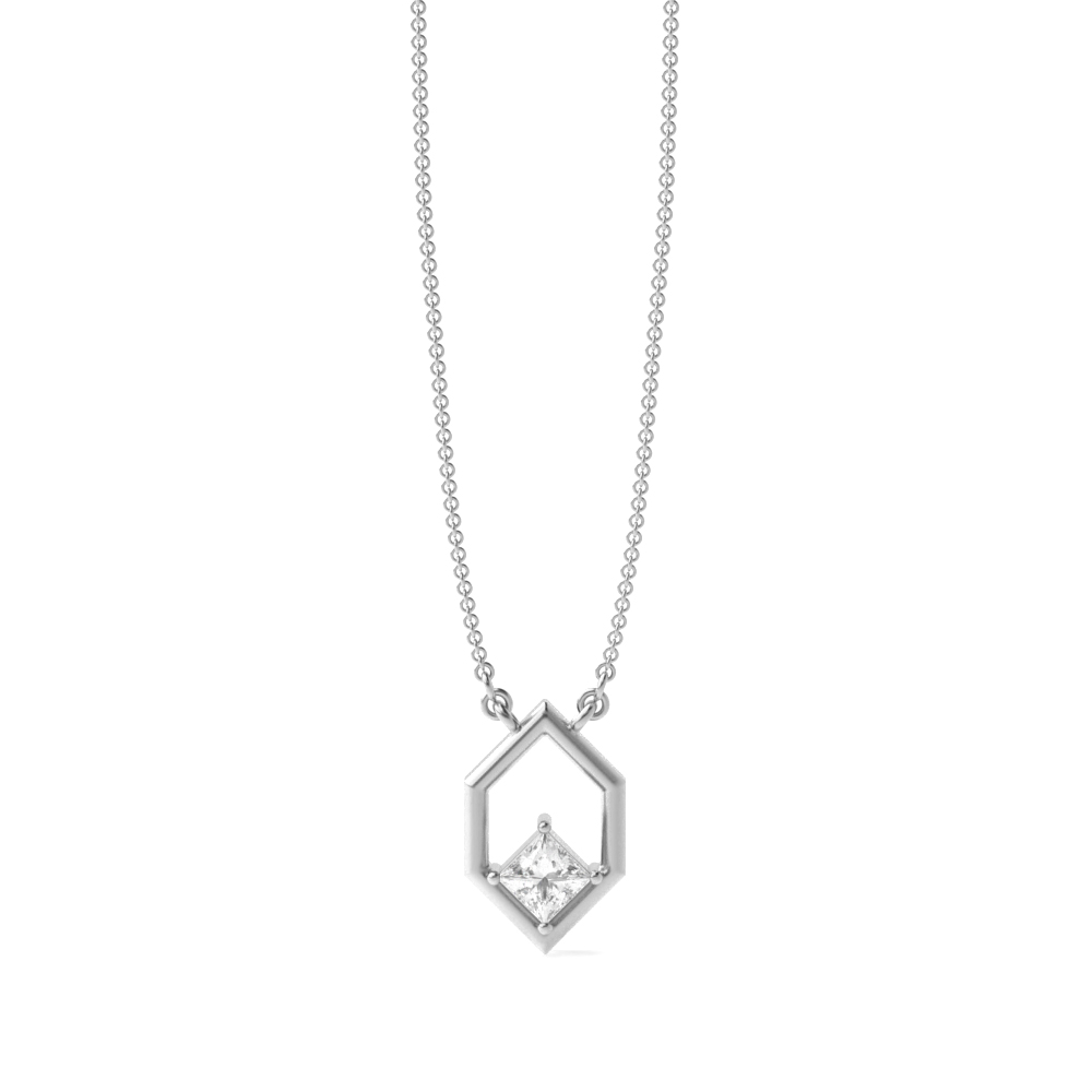 4 prong setting princess shape hexagon style pendant