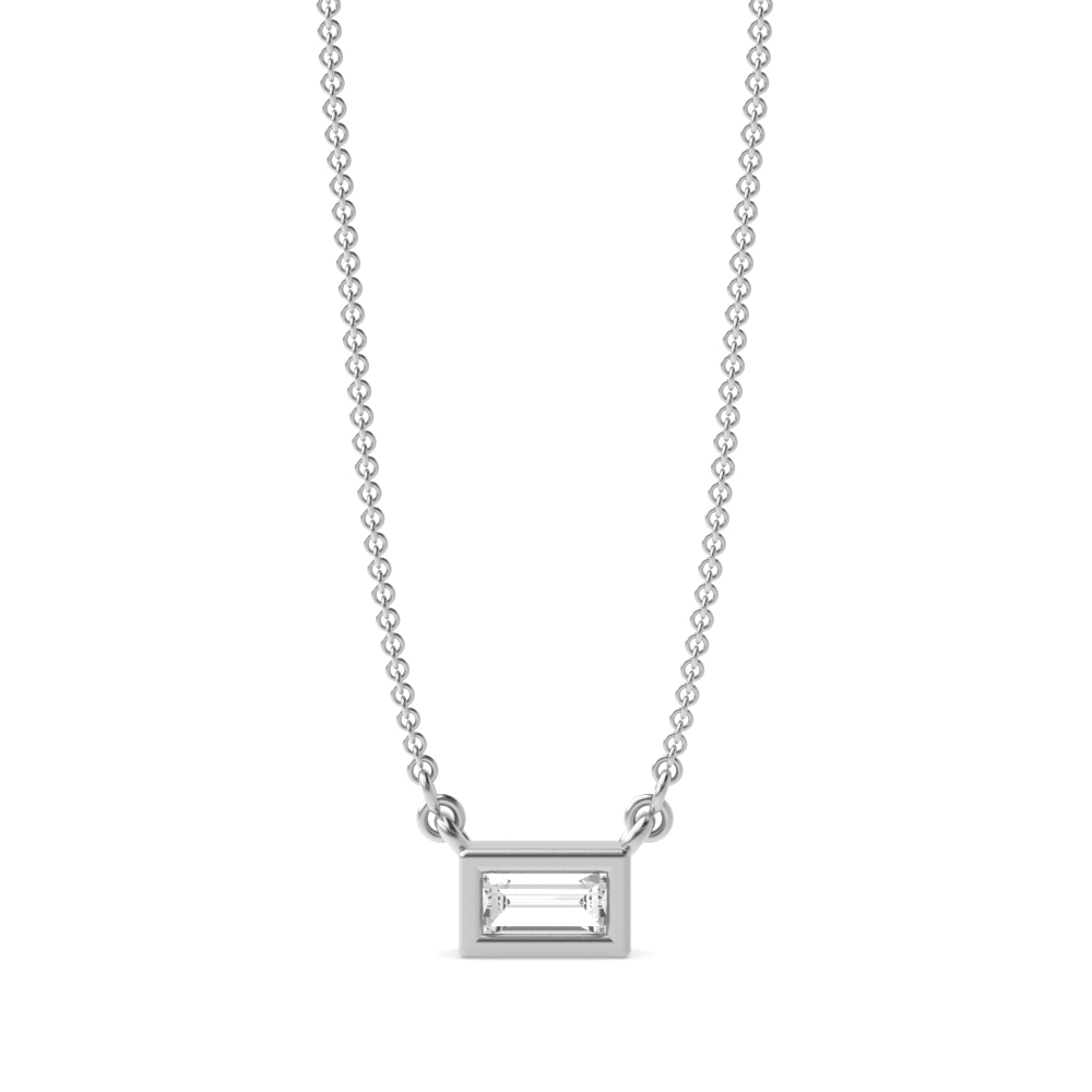 bezel setting baguette diamond solitaire pendant