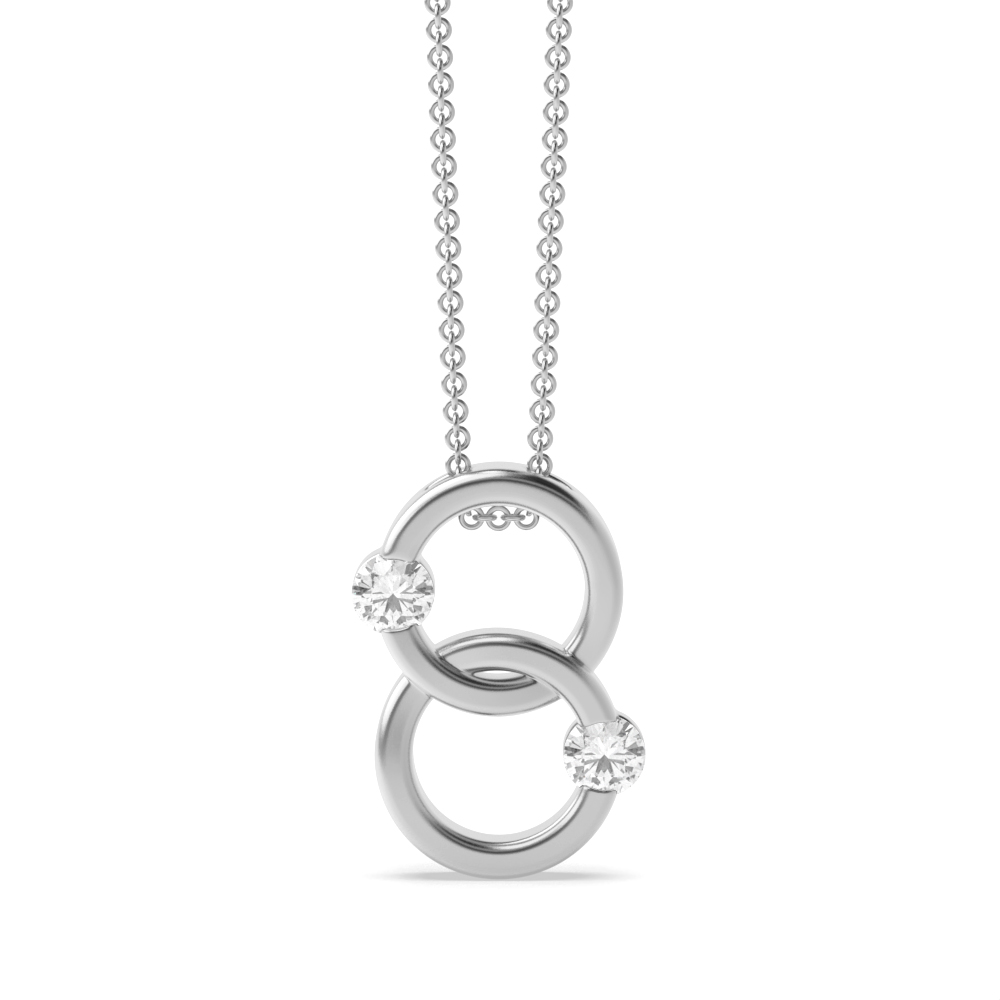 channel setting round diamond double circle shape pendant