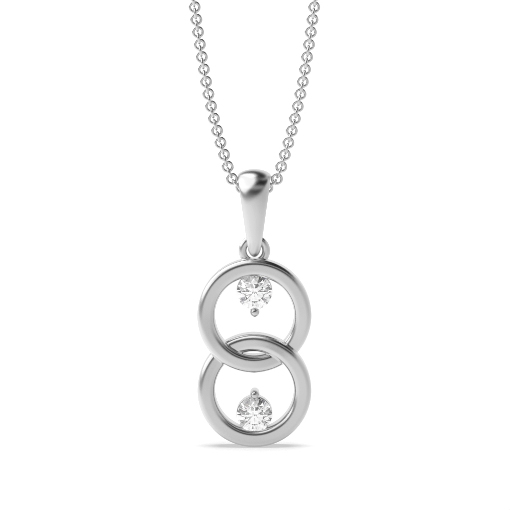 prong setting round Lab Grown Diamond double circle shape pendant