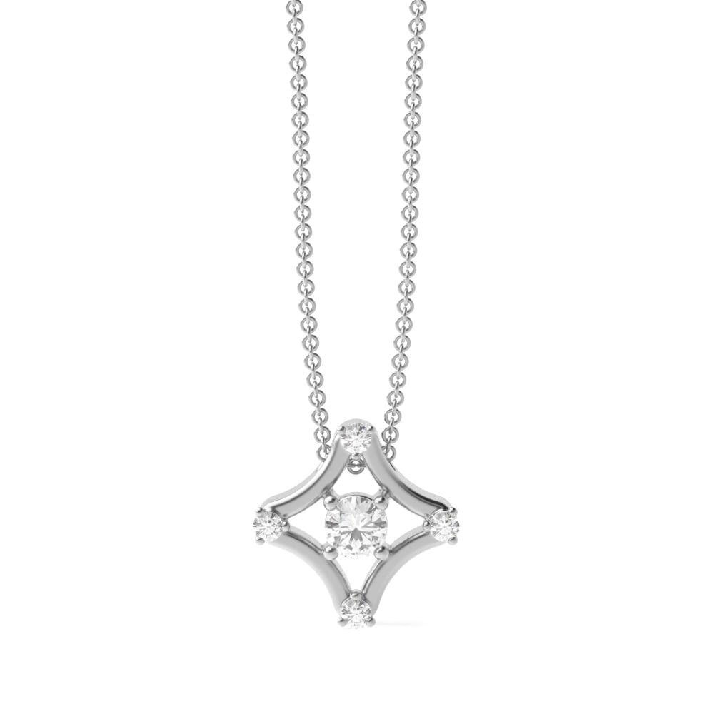 4 Prong Setting Round Diamond Designer Pendant | Abelini 