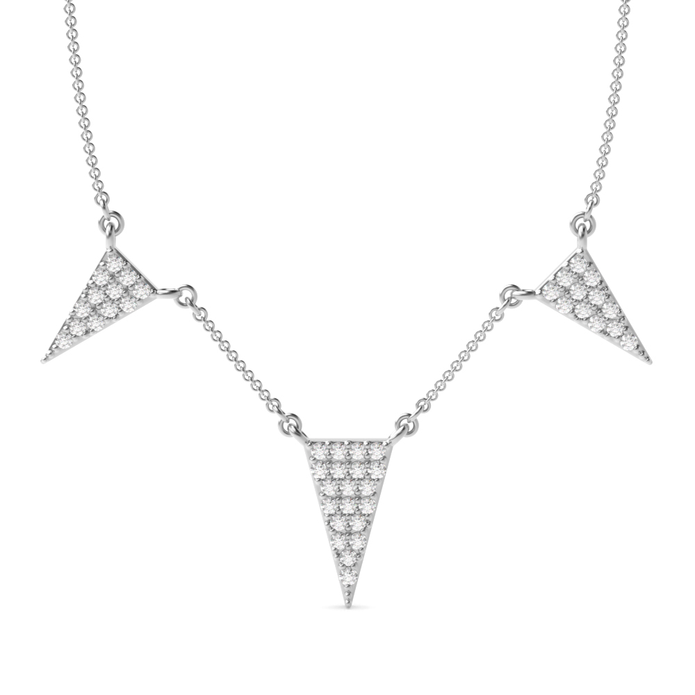 3 triangle prong setting round diamond designer pendant