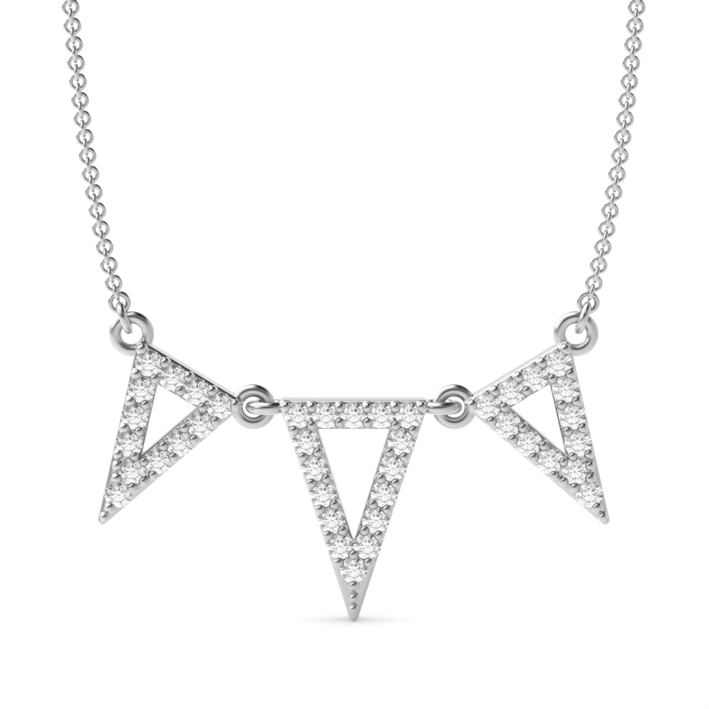 4 prong setting round shape diamond triple triangle designer pendant