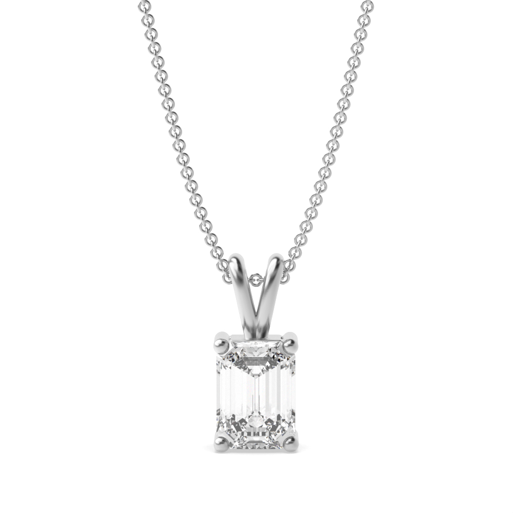 Buy 4 Prong Emerald Shape Diamond Solitaire Pendant - Abelini