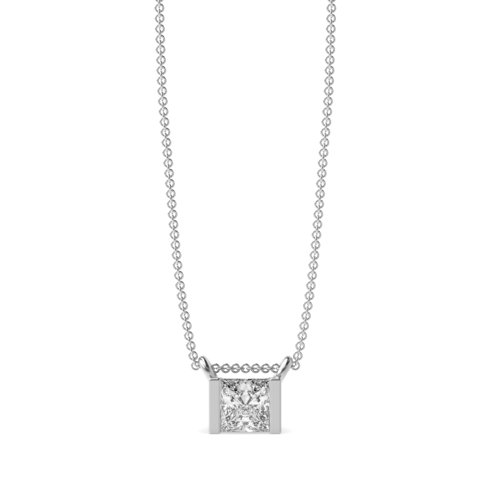 Channel Set Princess Diamond Solitaire Pendant - Abelini