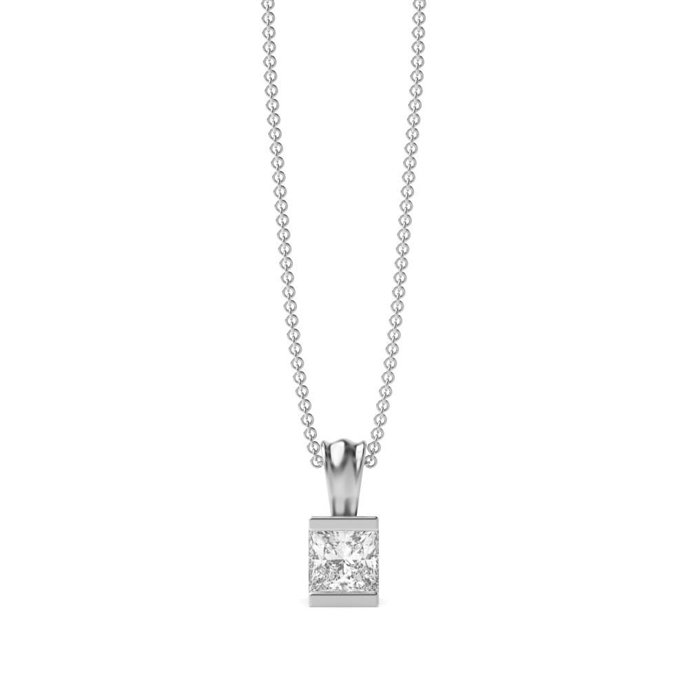 channel setting princess Lab Grown Diamond solitaire pendant