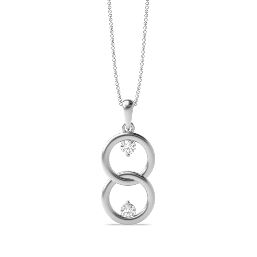 bezel setting round shape diamond double circle pendant