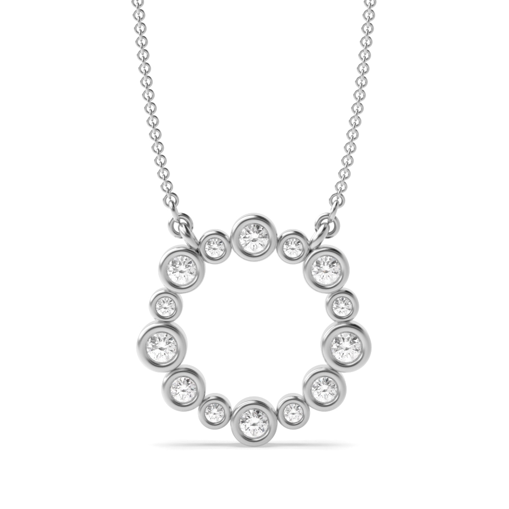 bezel setting round shape diamond unique circle pendant