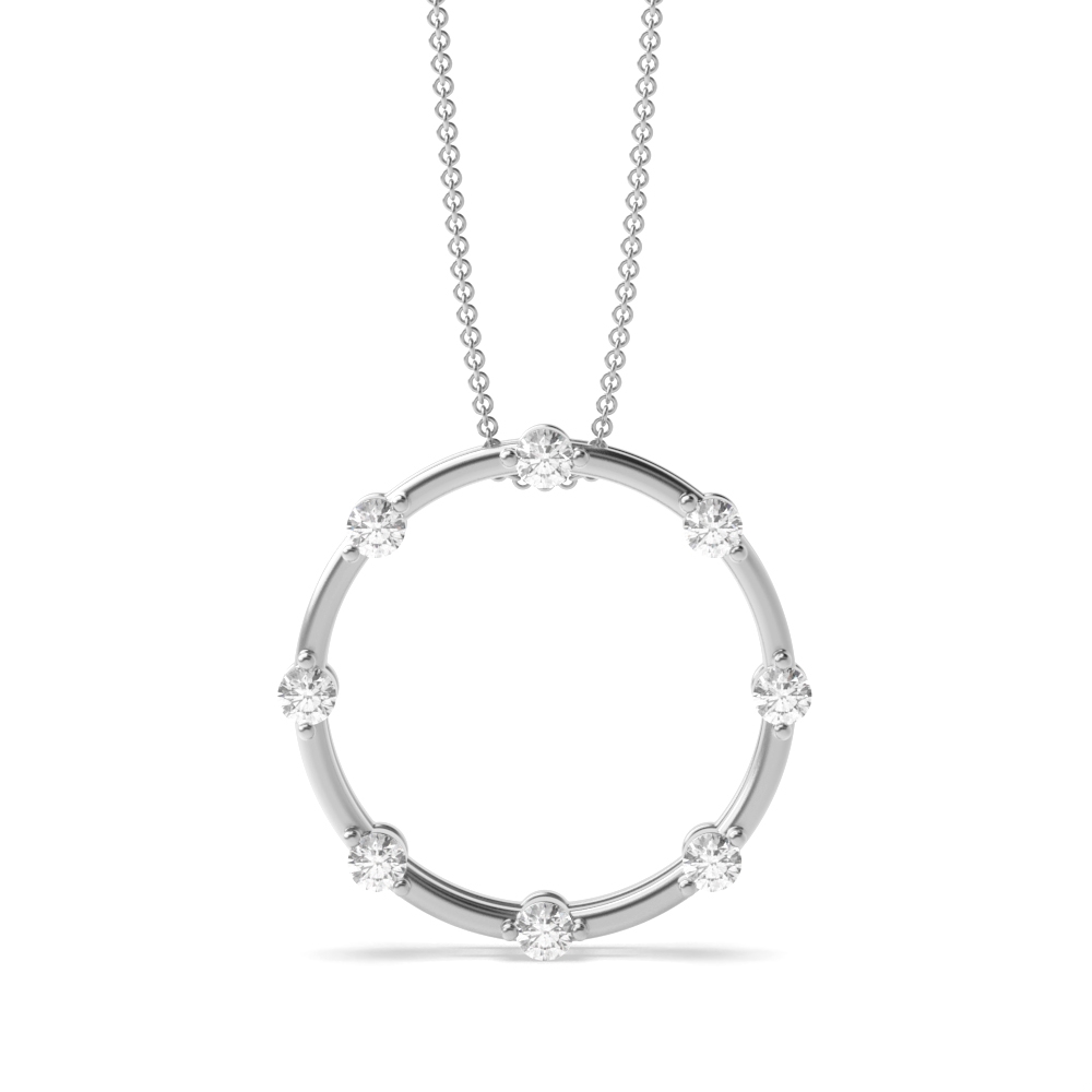 prong setting round shape Lab Grown Diamond circle pendant