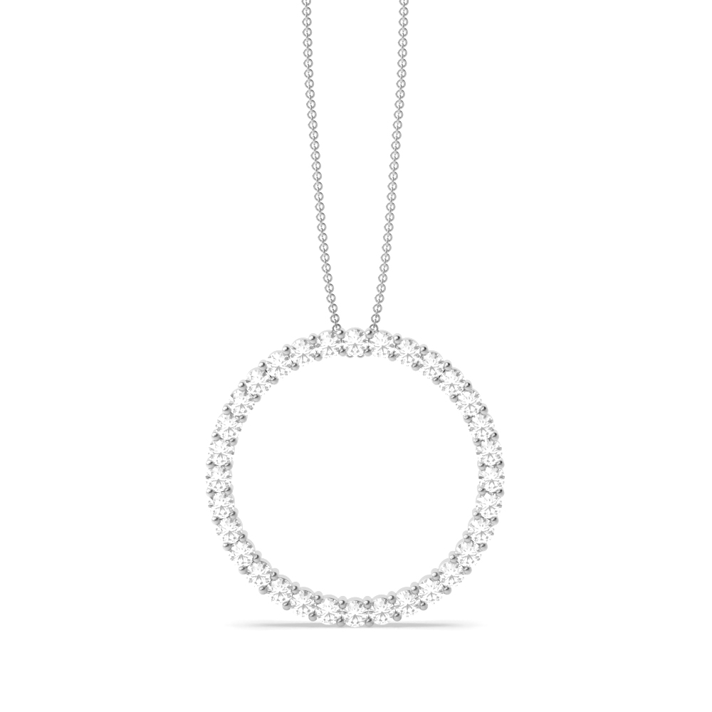 prong setting round diamond circle shape pendant