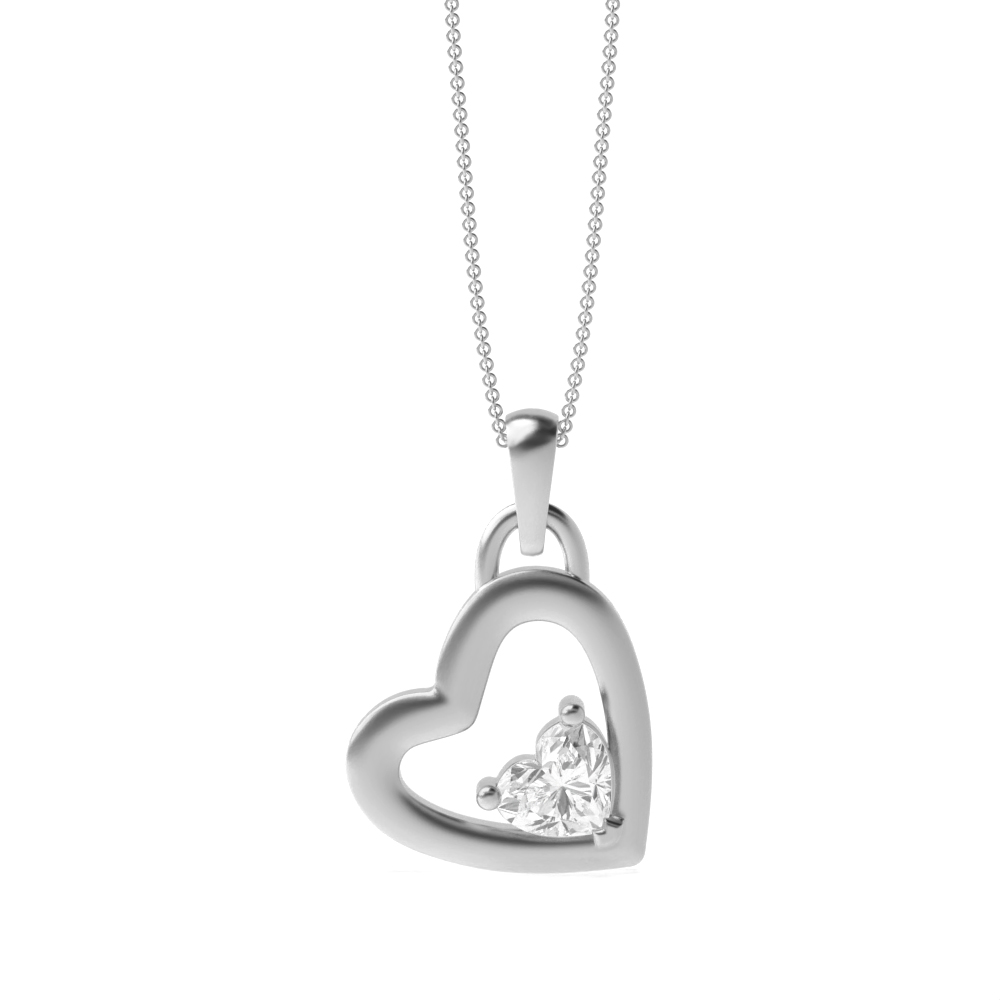 3 prong setting heart design heart diamond pendants