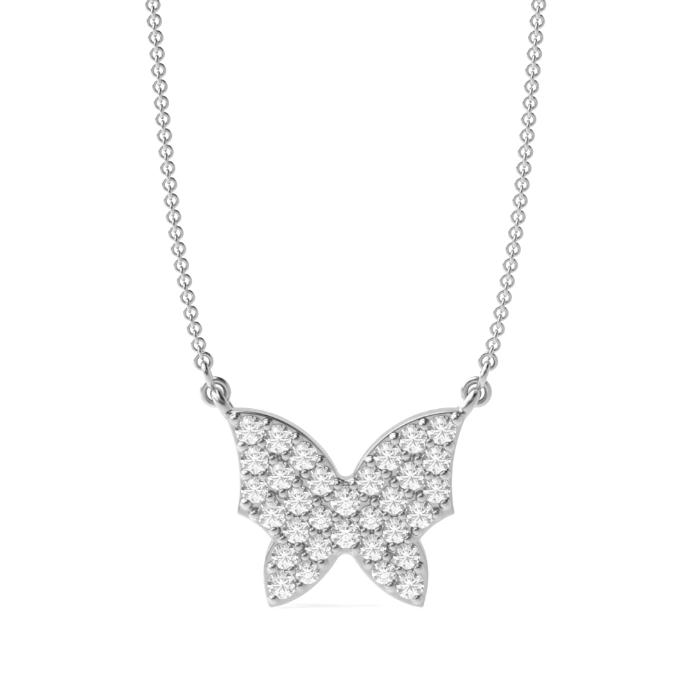 prong setting butterfly design round diamond pendants