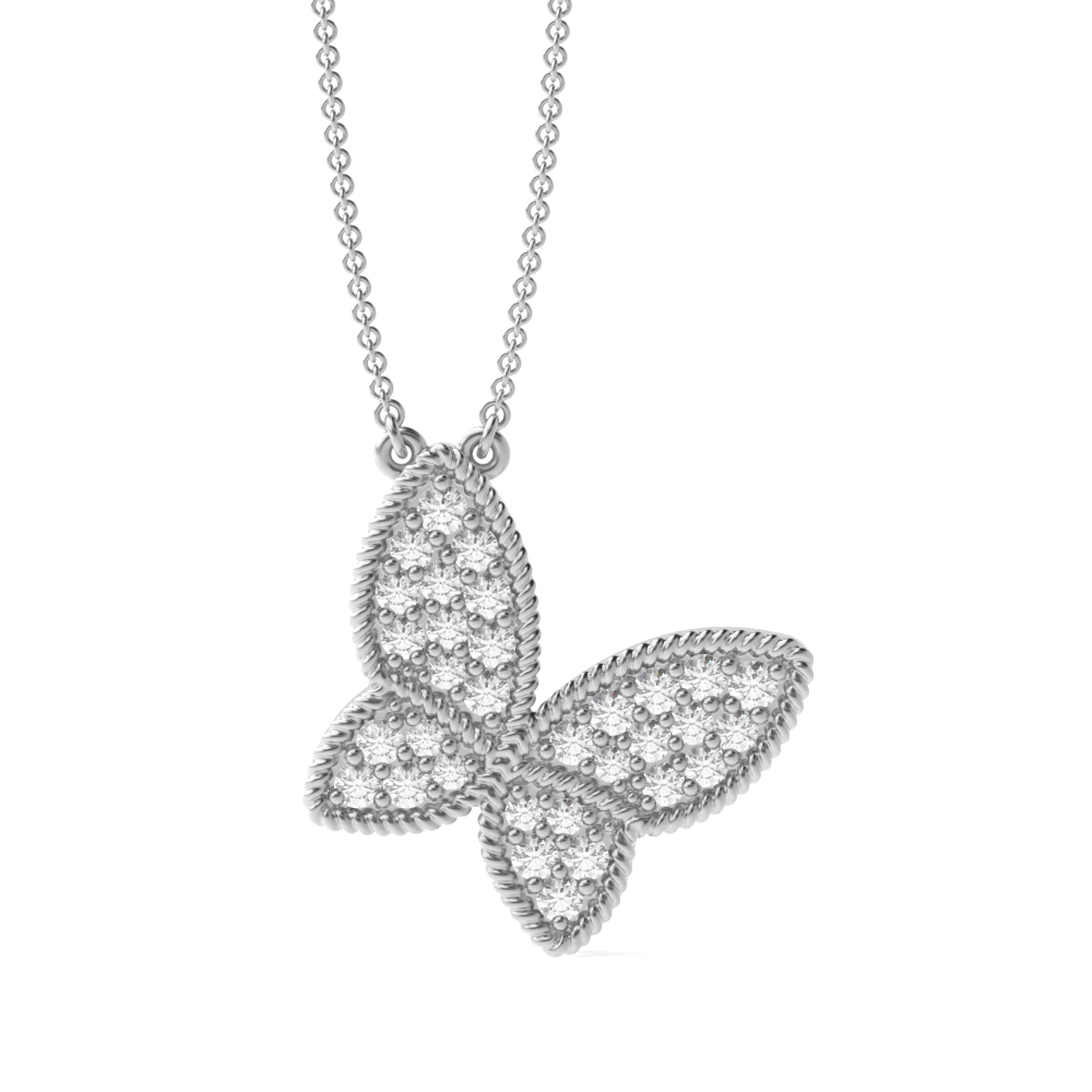 prong setting round diamond butterfly shape pendant