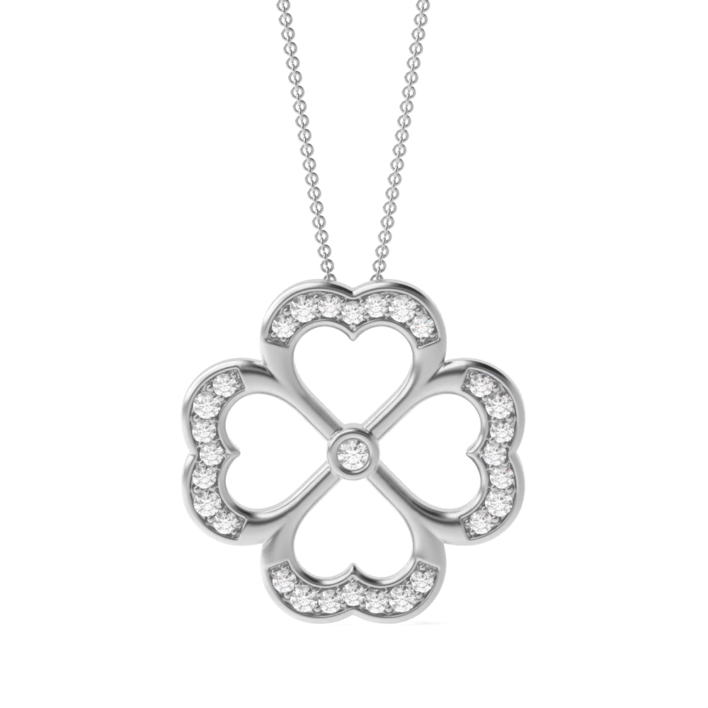 pave setting round shape diamond flower style pendant