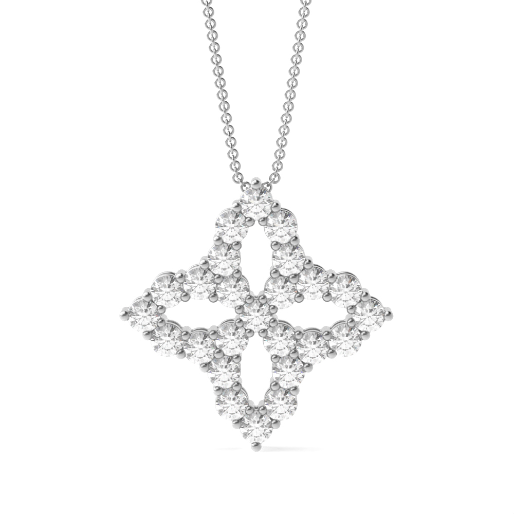 prong setting round diamond flower shape pendant