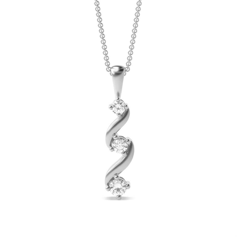 Prong Setting Round Shape Diamond Designer Pendants | Abelini 