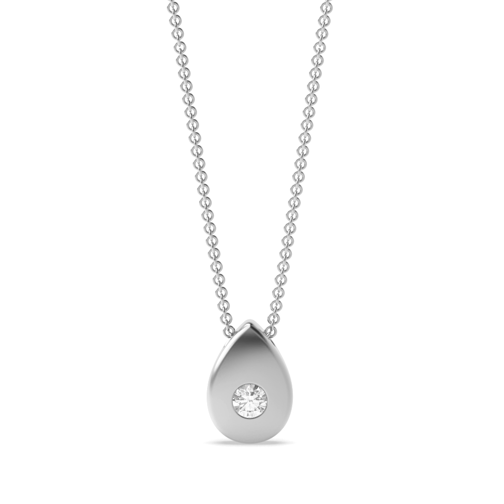 Buy Bezel Setting Round Diamond Pear Shape Pendant - Abelini