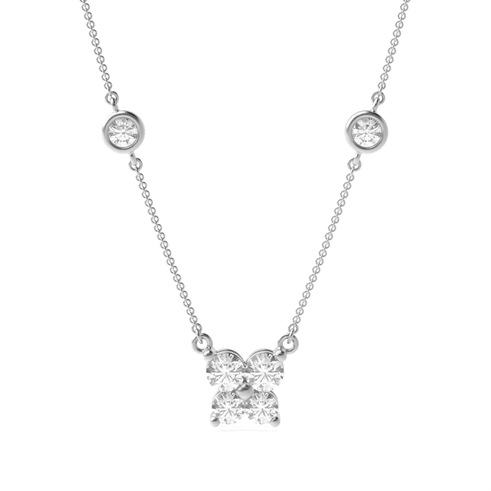 prong and bezel setting round diamond necklace pendant