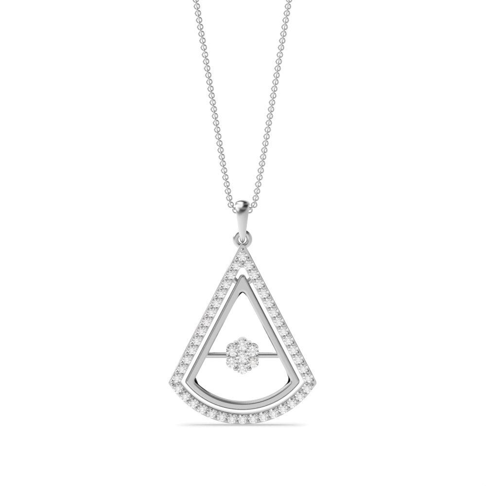 4 prong setting round shape diamond triangle style designer pendant