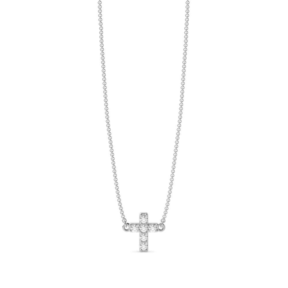 prong setting round Moissanite cross pendant