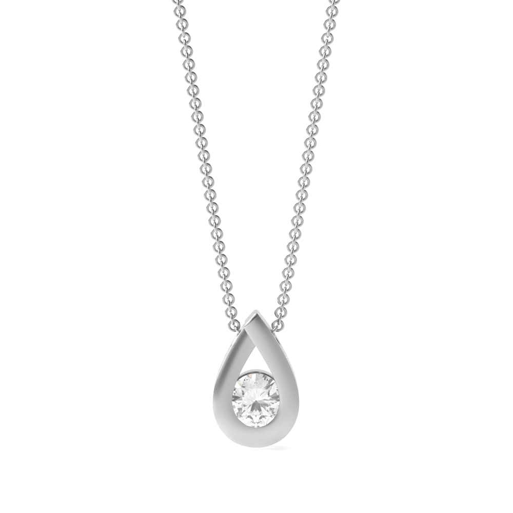 Buy Channel Setting Round Diamond Pear Shape Pendant  - Abelini