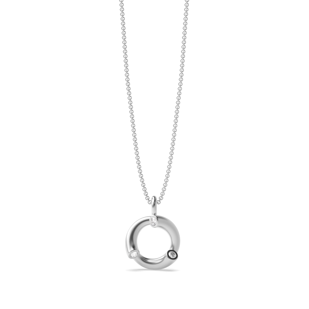 bezel setting round Moissanite circle pendant