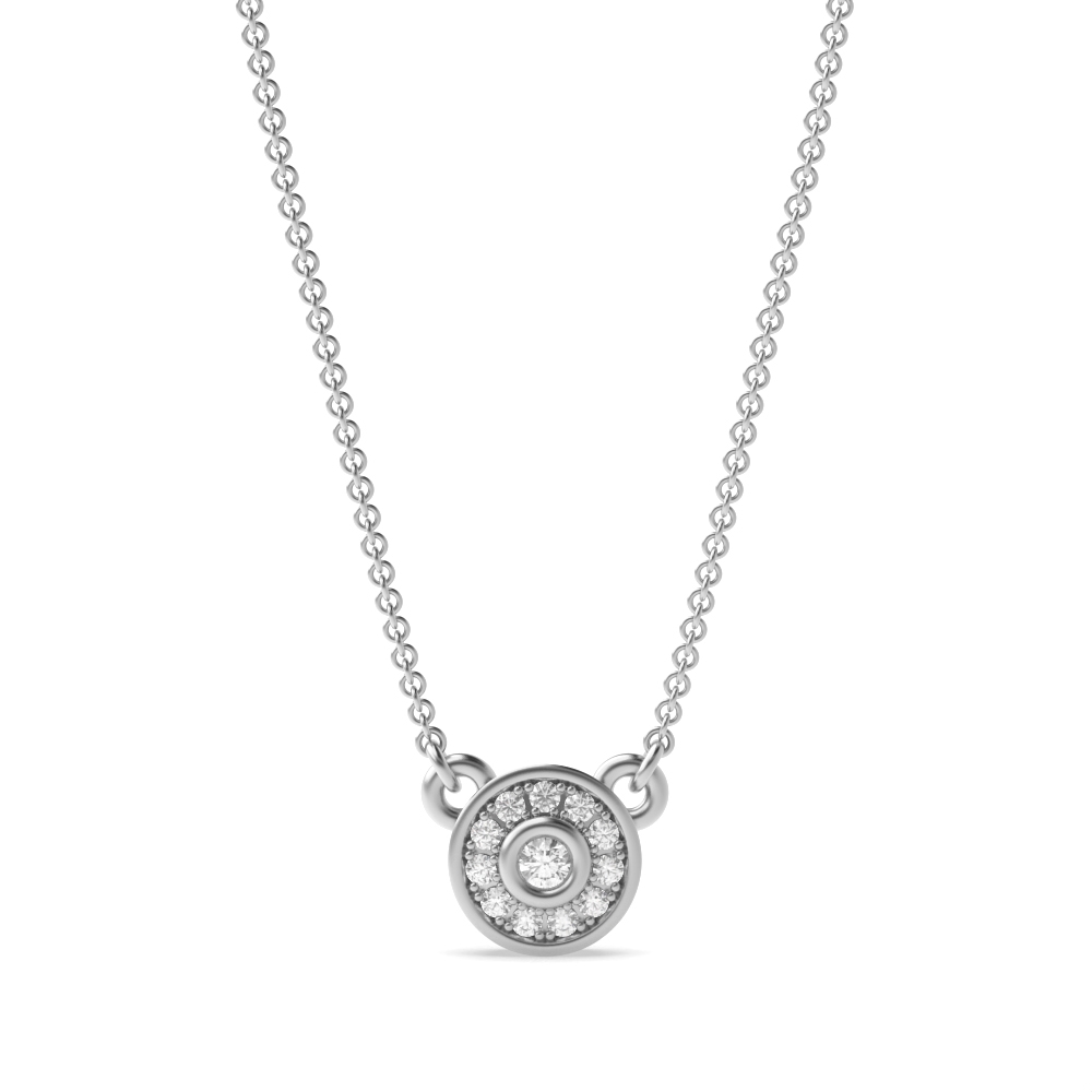 Buy Bezel Setting Round Lab Grown Diamond Solitaire Halo Pendant - Abelini