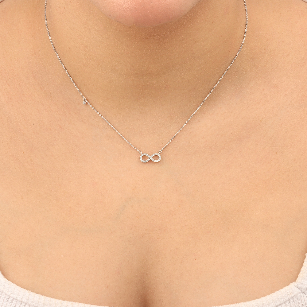 Bezel Setting Round Yellow Gold Infinity Pendant Necklaces